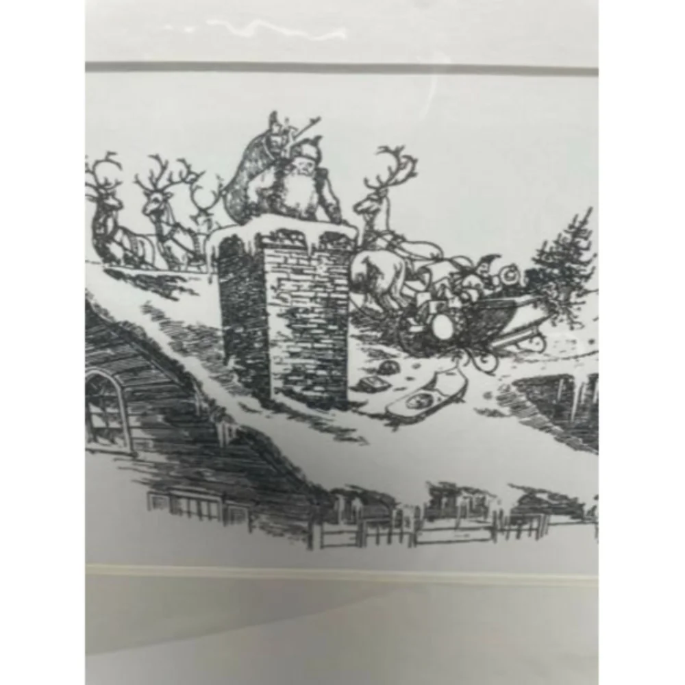 3 Ready To Color Christmas Adult Coloring Matted Pictures‎ Santa On Roof